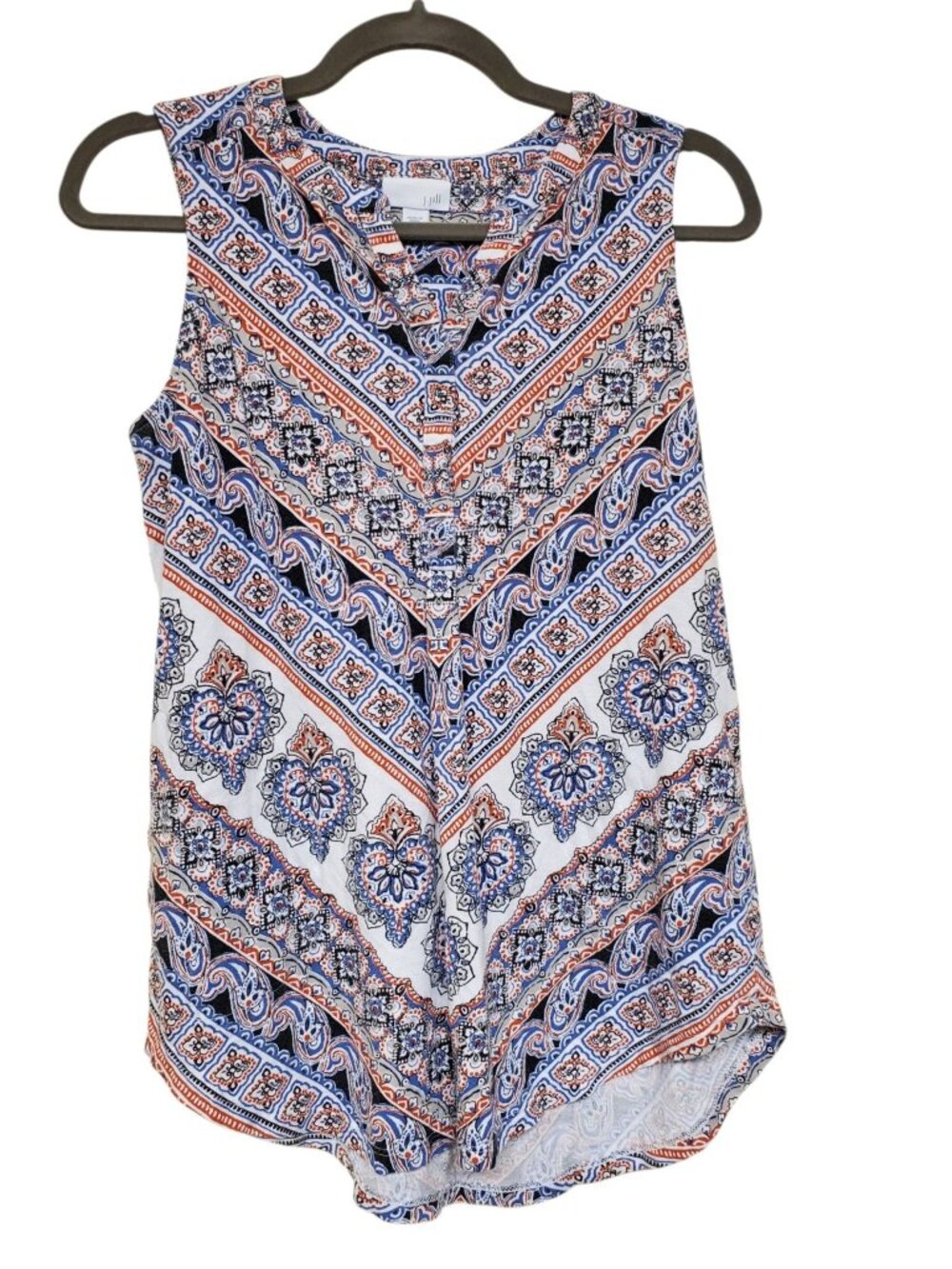 J. Jill Petite Women's Multicolor Moroccan Tribal Sleeveless Pocket Shirt Top S